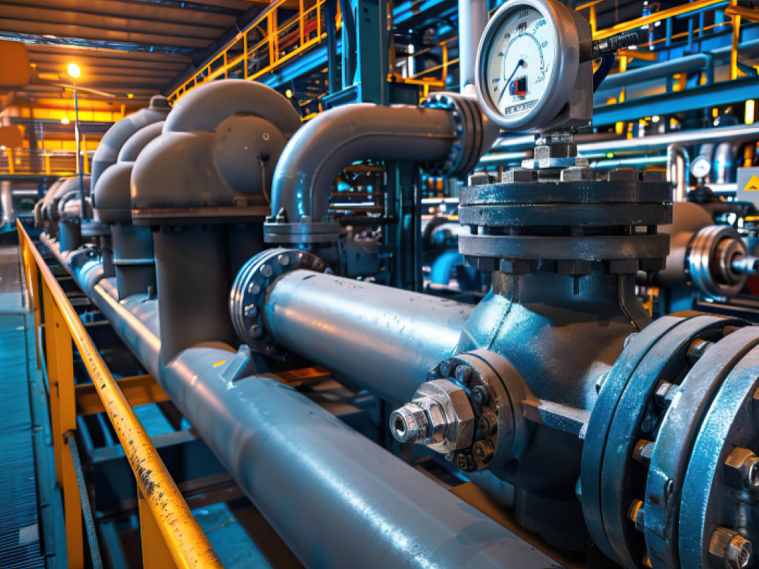 Crude oil export pump package on a skid at a Nigerian flowstation